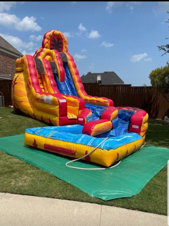 20' Fire and Ice Dual Lane Water Slide with Pool