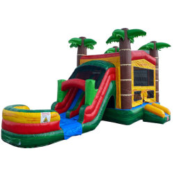 Tropical Palm Tree Dual Lane Combo Bounce house with slides (New in 2026)